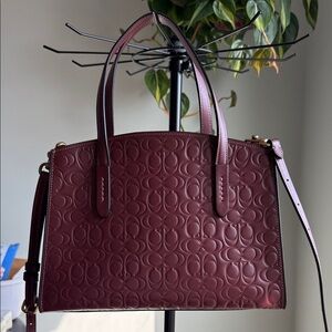 Coach Embossed Maroon Satchel